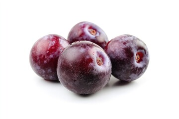 Plums isolated on White Background, closeup , ai