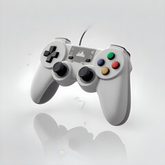 white and gray video game controller with a classic gamepad design