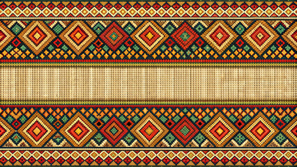 Wall Mural - Ethnic tribal pattern on seamless woven fabric, tribal, indigenous, fabric, seamless, beautiful, pattern, design