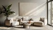 © ТаtyanaGG - Modern living room with cozy furniture and large plant in sunlight.