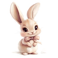 Poster - A cute little bunny with a tiny bow and a happy expression