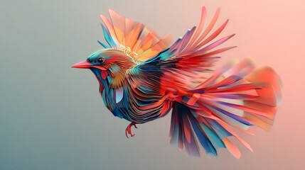 A three-dimensional bird, artcolor, colorful, modern and minimalist