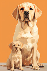 Wall Mural - Labrador dog and puppy illustration