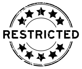 Canvas Print - Grunge black restricted word with star icon round rubber seal stamp on white background