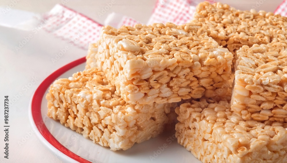 Rectangle Rice Food Rice Krispie square treat are rectangular, light and crispy squares ...