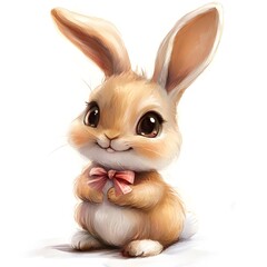 Poster - A cute little bunny with a tiny bow and a happy expression