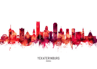 Wall Mural - Yekaterinburg Russia Skyline Red