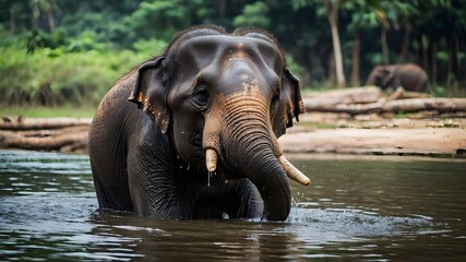 an elephant in water, generative ai