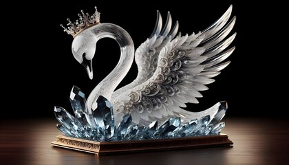 Crystal swan sculpture. generative AI