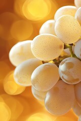 Wall Mural -  A tight shot of grapes bunched on a stem against a softly blurred backdrop of lights