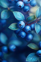 Wall Mural -  A branch laden with blueberries and foliage, crowned by a stellar point in a sapphire sky