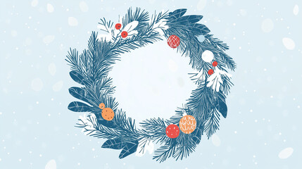 Poster - Christmas wreath illustration