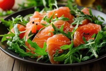 Wall Mural - Salad with salted salmon and arugula, ai