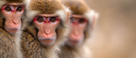  A group of monkeys seated together on a lush green field adjacent to a sandy beach