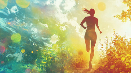 Wall Mural - a healthy lifestyle combines physical activity with mental relaxation techniques for a harmonious li