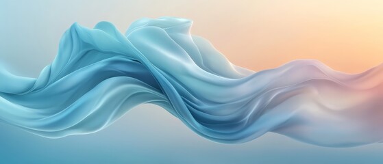  A digital representation of a blue-and-white textured wave against a light blue backdrop, featuring a sun in the distant background