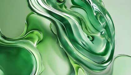 Fluid Green Abstract Art with Dynamic Liquid Patterns