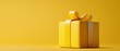 © Wall - A yellow gift box, adorned with a yellow ribbon, sits against a uniform yellow background A subtle shadow graces the box's bottom