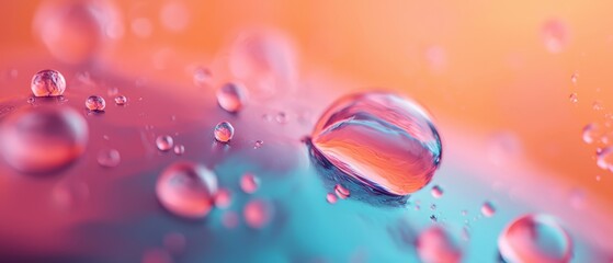 Wall Mural -  A tight shot of a solitary drop of water on a multicolored surface, adorned with additional drops