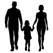 © Dream Is Power - a black silhouette of a family of three - a man, a woman, and a child - walking together