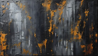 Wall Mural - Abstract grunge canvas with textured black and gray oil painting elements