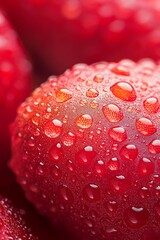 Wall Mural -  A red apple with dew drops on its surface, accompanied by a green apple in the background