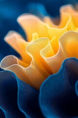 Wall Mural -  A tight shot of a blue-yellow bloom, backed by an out-of-focus yellow flower