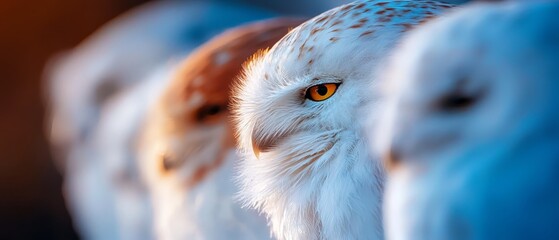 two overlapping owl faces with blurred eyes