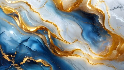 Wall Mural - Luxurious Gold Fluid Art with Shimmering Swirls and Metallic Marbling for Contemporary Backgrounds