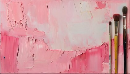 Vibrant pink abstract oil painting blending textures with dynamic brush strokes