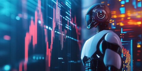 Aufkleber - AI crypto trade artificial technology business background robot bot digital concept stock.