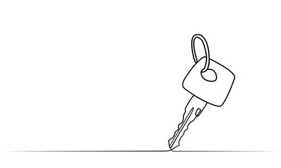 Wall Mural - continuous drawing of a key in one line. vector