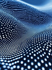 Poster - A blue and white image of a wave with many dots