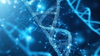 Poster - A glowing abstract representation of a DNA double helix.
