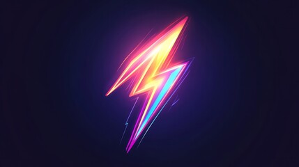 An eye-catching vector logo with an energy lightning bolt in the neon style