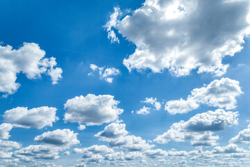 Wall Mural - beautiful blue sky and white cumulus clouds abstract background. cloudscape background. blue sky and