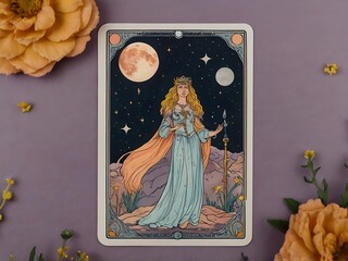 The Moon Tarot Card Featuring Soft Pastels Modern Style