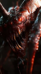 Poster - Close-up of a Creepy Red Monster with Sharp Teeth