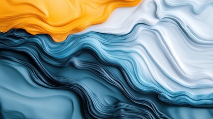Poster - A mesmerizing abstract image featuring flowing patterns in orange and white, creating a visually captivating and dynamic design with fluid lines and gradients.