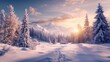 © Antonio - Serene winter landscape at sunset in snow-Covered mountains