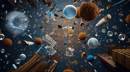 Abstract 3D Render of Floating Objects