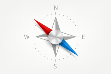 Aufkleber - Compes with red and blue arrows. 3d vector object isolated on white background