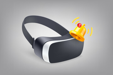 Aufkleber - VR mask and notification bell. 3d vector illustration