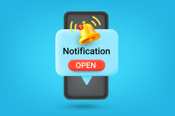 Aufkleber - Receiving new notification concept. Vector 3d illustration