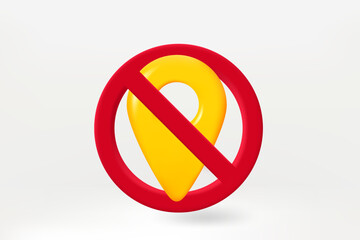 Poster - No gps concept with crossed map pin in the circle. 3d vector illustration