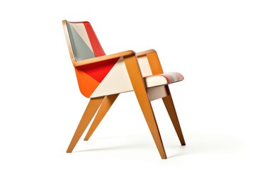 Poster - A mid-century modern wooden chair with a bold design and geometric shapes