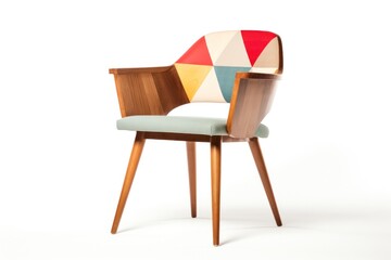 Poster - A mid-century modern wooden chair with a bold design and geometric shapes