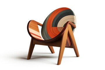 Poster - A mid-century modern wooden chair with a bold design and geometric shapes