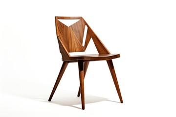 Poster - A mid-century modern wooden chair with a bold design and geometric shapes