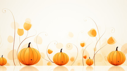 Wall Mural - Watercolor illustration with pumpkins in autumn. Halloween time